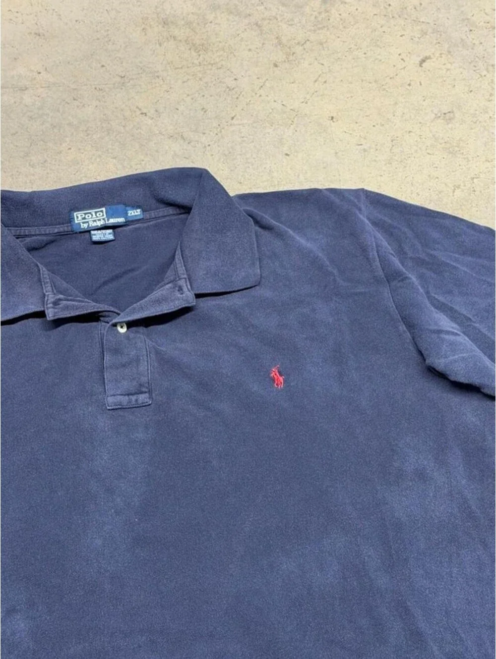 VTG 90s Polo Ralph Lauren Polo Shirt Faded Made in USA Navy
